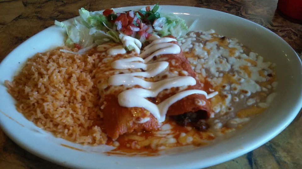 Enchilada with Rice and Beans